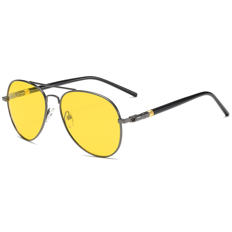Wholesale Polarized sunglasses double beam color changing sunglasses day and night use driving frog mirror
